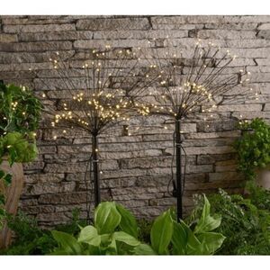 QVC‎ Bethlehem Lights Telescoping 2 Piece Star Burst Stake Lights Gold Wire New